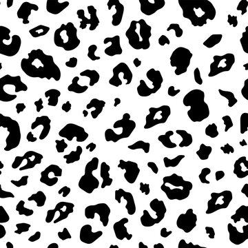 Vector Trendy leopard skin seamless pattern. Abstract wild animal cheetah spots black and white texture for fashion print design, fabric, cover, wrapping paper, background, wallpaper