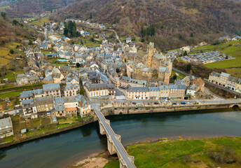 View of castle and medieval town of Estaing, France
