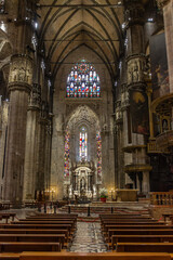 The interior of the Cathedral of Milan - Duomo di Milano in Milan, Italy