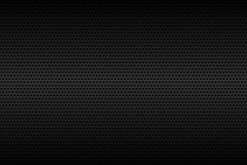 Black geometric perforated square background. Abstract black metallic background. Carbon texture. Simple vector illustration