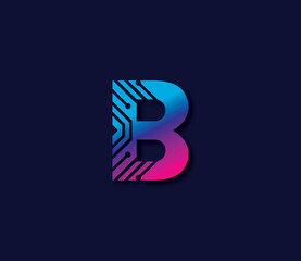 B Alphabet Technology Logo Design Concept