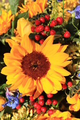 Sunflowers in a wedding arrangement