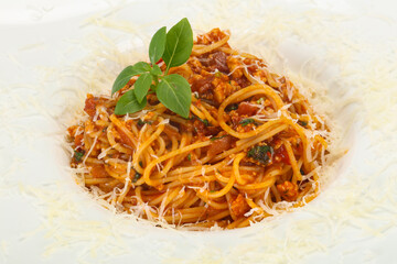 Italian traditional Pasta Bolognese with meat