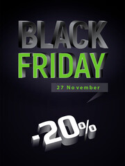 Black Friday card, with 3D text effect.