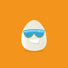 vector funny cartoon egg character with sunglasses isolated on orange background. funky smiling cool white egg sticker