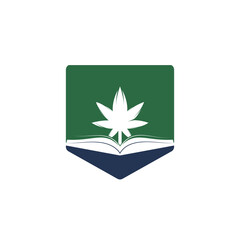 Book and marijuana symbol logo template. Suitable for medical education.