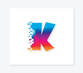 K Alphabet Colorful Painting logo Design Concept