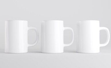 White Coffee Mug Cup Mockup 3D Illustration 