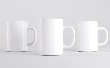 White Coffee Mug Cup Mockup 3D Illustration 