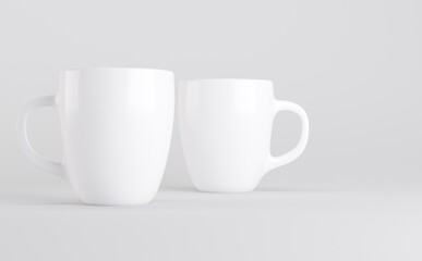 White Coffee Mug Cup Mockup 3D Illustration 