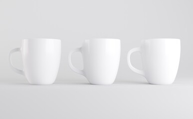 White Coffee Mug Cup Mockup 3D Illustration 