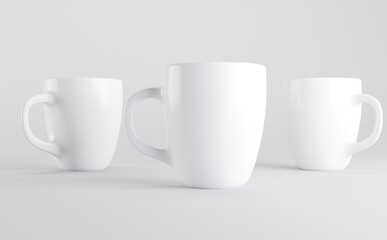 White Coffee Mug Cup Mockup 3D Illustration 