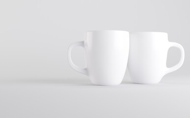 White Coffee Mug Cup Mockup 3D Illustration 