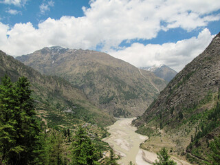 Bhagirathi river flowing through hills in Gangotri