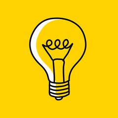 Lightbulb drawing on yellow background
