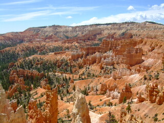 Stunning Bryce Canyon, Utah, USA. Spectacular bright orange rock formations, created by natural erosion.