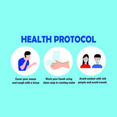 Infographics announcement of the Covid-19 corona virus prevention protocol for the public
