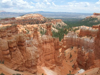 Stunning Bryce Canyon, Utah, USA. Spectacular bright orange rock formations, created by natural erosion.