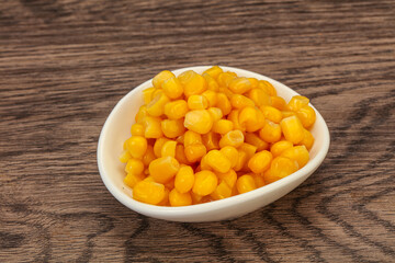 Sweet corn seeds in the bowl