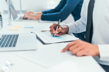 close-up. image employees work with financial documents.