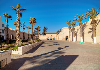 Fototapeta na wymiar Medina entrance and the old city walls in Essaouira, Morocco.Essaouira is one of the UNESCO World Heritage site.