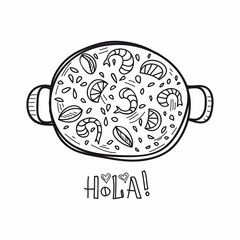 cute drawn paella. quick drawn vector sketch