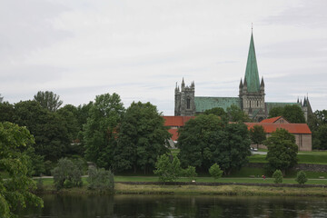 Obraz premium The Nidaros Cathedral in the center of the city Trondheim in Norway