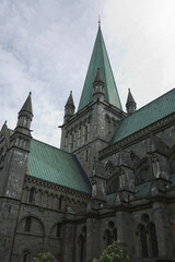 Fototapeta na wymiar The Nidaros Cathedral in the center of the city Trondheim in Norway