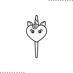 unicorn lollypop vector icon in outline