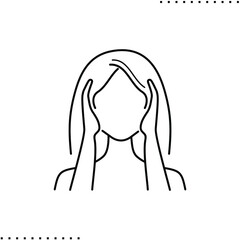 bad news, a woman holds hand on her head,  stressed girl vector icon in outline