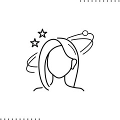 confused girl vector icon in outline