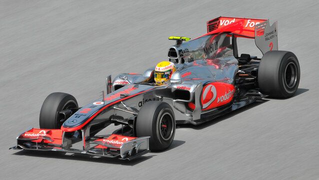 Vodafone McLaren Mercedes drives during the first practice session at the Sepang in Sepang.