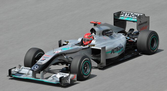 Petronas Mercedes Formula One during the first practice session at the Sepang F1 circuit in Sepang.