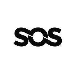 sos black with circle  logo icon design vector