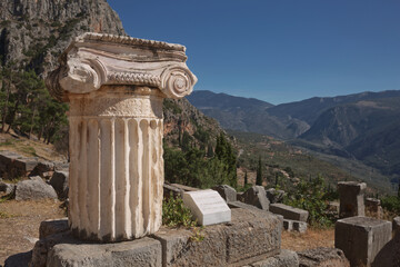 Archaelogical site of Delphi, Greece. Delphi is ancient sanctuary that grew rich as seat of oracle...