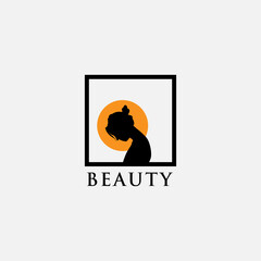 Logo design template, with silhouette woman icon