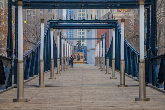 Tianjin  Pedestrian Wooden Bridge Over Haihe River In Nankai District In Tianjin, China