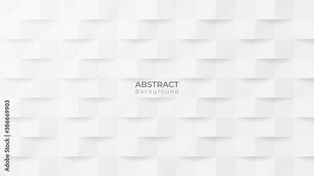 Poster Abstract 3D modern square pattern background. White and grey geometric texture. vector illustration