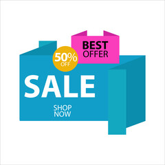 Sale 50% Off Best Offer Shop Now Vector Template Design Illustration