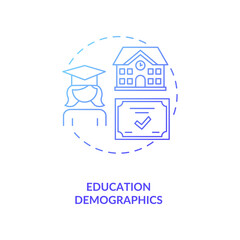 Education demographics concept icon. Educational attainment idea thin line illustration. College level. Target customers. University graduates. Vector isolated outline RGB color drawing