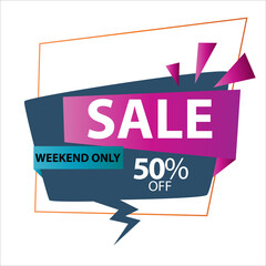 Sale 50% Off Weekend Only Vector Template Design Illustration