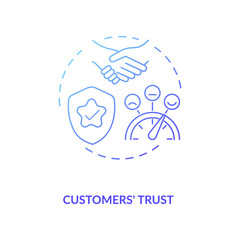 Customers trust concept icon. Influencer marketing benefit idea thin line illustration. Improving security. Building successful business. Communication. Vector isolated outline RGB color drawing