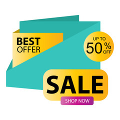 Sale up to 50% Off Best Offer Shop Now Vector Template Design Illustration