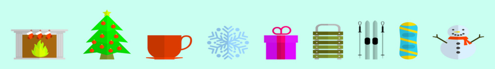 set of christmas cartoon icon design template with various models. vector illustration isolated on blue background