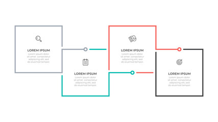 Thin line infographic template design vector. Timeline with 4 options or steps.