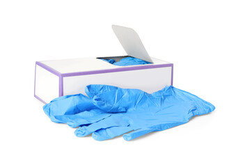 Box of new medical gloves isolated on white
