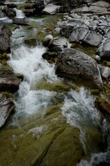 Naklejka na ściany i meble Mountain river and waterfall in High Tatras National Park, Slovakia