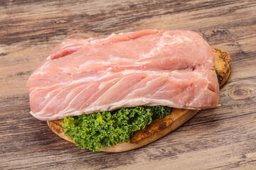 Raw pork loin for cooking