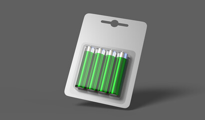 Battery cellular packet mockup 3d render for product design.