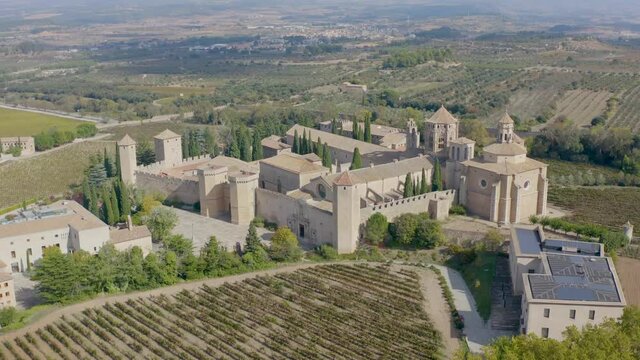 Monastery of Santa Maria de Poblet, Catalonia, Spain overview